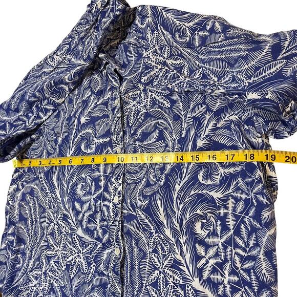 J Mclaughlin 100% Linen Button Up Shirt Britt Blouse Navy Blue White Size XS - Picture 8 of 10